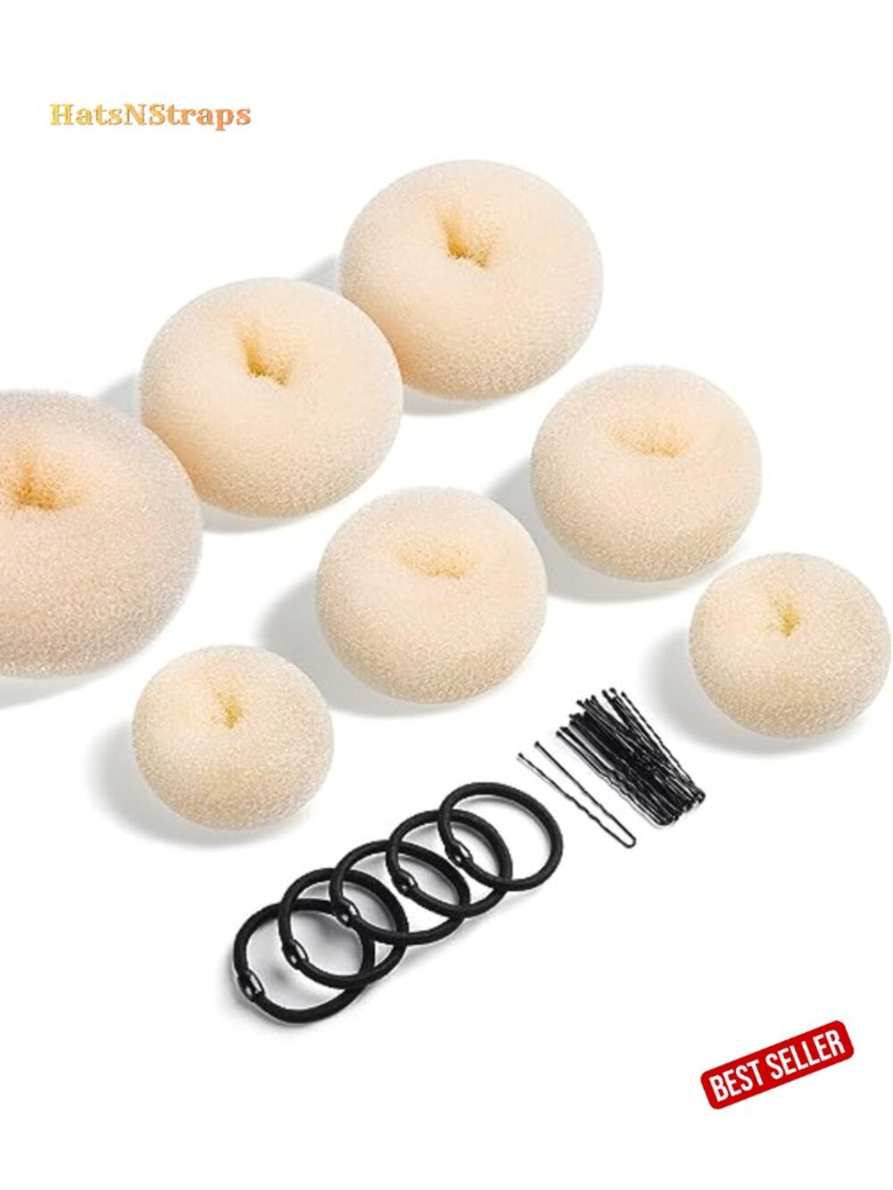 Donut Bun Maker Set Hair Ring with 5 Bands 20 Bobby Pins & 7 Chignons for